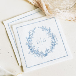 Elegant Monogram Blue Wedding Servet