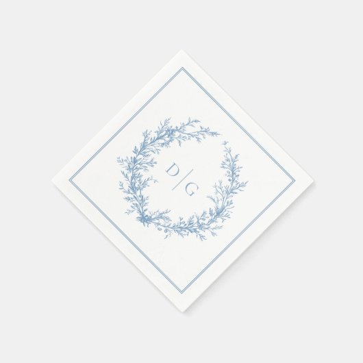 Elegant Monogram Blue Wedding Servet (Hoek)