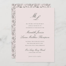 Elegant Monogram Blush Floral Script Weddenschap