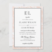 Elegant Monogram Blush Floral Wedding Kaart (Voorkant)