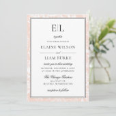 Elegant Monogram Blush Floral Wedding Kaart (Staand voorkant)