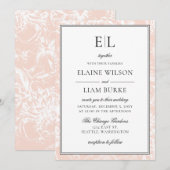 Elegant Monogram Blush Floral Wedding Kaart (Voorkant / Achterkant)