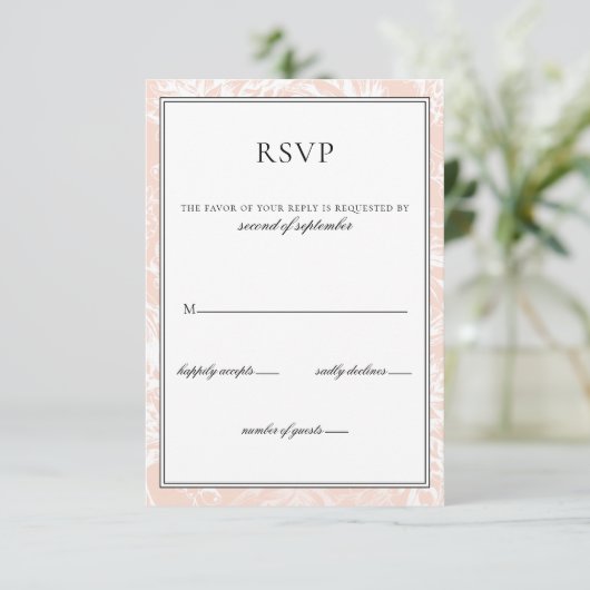 Elegant Monogram Blush Floral Wedding rsvp (Staand voorkant)