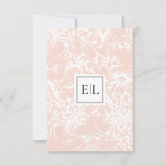 Elegant Monogram Blush Floral Wedding rsvp (Achterkant)