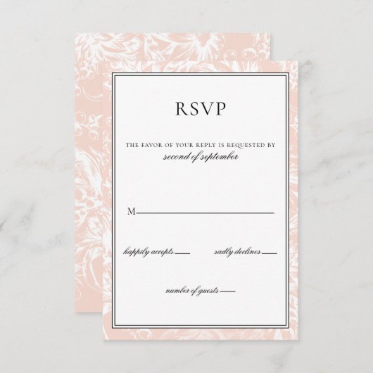Elegant Monogram Blush Floral Wedding rsvp (Voorkant / Achterkant)