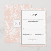 Elegant Monogram Blush Floral Wedding rsvp Kaartje (Voorkant / Achterkant)