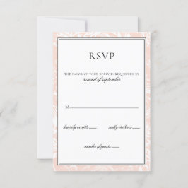 Elegant Monogram Blush Floral Wedding rsvp Kaartje