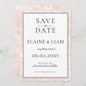 Elegant Monogram Blush Floral Wedding Save The Date (Voorkant / Achterkant)