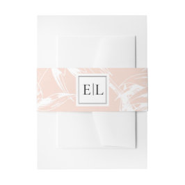 Elegant Monogram Blush Floral Wedding Uitnodigingen Wikkel