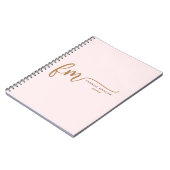 Elegant Monogram Blush Pink and Gold Script Name Notitieboek (Linkerzijde)