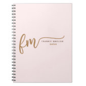 Elegant Monogram Blush Pink and Gold Script Name Notitieboek (Voorkant)