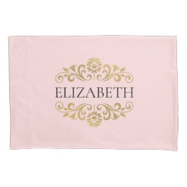 Elegant Monogram Blush Pink Bedroom Pillow Hoesje Kussensloop