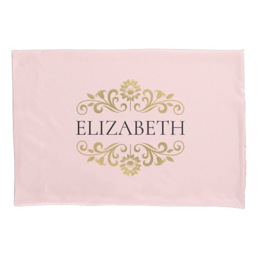 Elegant Monogram Blush Pink Bedroom Pillow Hoesje Kussensloop (Voorkant)