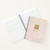 Elegant Monogram Blush Pink Gold Glitter Sparkle Notitieboek (Binnen)