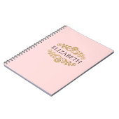 Elegant Monogram Blush Roze Goud Notitieboek (Linkerzijde)