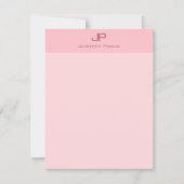 Elegant Monogram Blush Roze Moderne Eenvoudige Sja Notitiekaartje (Voorkant)