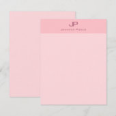 Elegant Monogram Blush Roze Moderne Eenvoudige Sja Notitiekaartje (Voorkant / Achterkant)