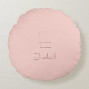 Elegant Monogram Blush Roze Naam Letter Modern Rond Kussen