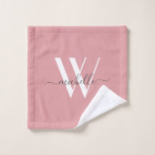 Elegant Monogram Blush Roze Name Script Bad Handdoek (Wasdoekje)
