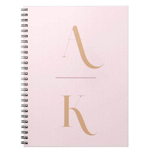 Elegant monogram blush roze reizen notitieboek (Voorkant)