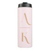 Elegant monogram blush roze reizen thermosbeker (Voorkant)