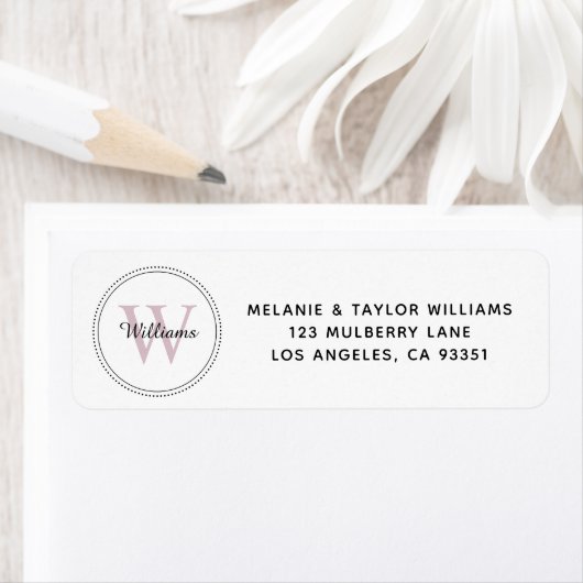 Elegant Monogram Blush Roze Return Address Label (Insitu)