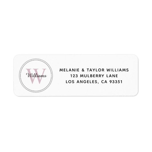 Elegant Monogram Blush Roze Return Address Label (Voorkant)