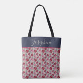 Elegant Monogram Blush Roze & Rood Tote Bag (Achterkant)