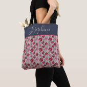 Elegant Monogram Blush Roze & Rood Tote Bag (Dichtbij)
