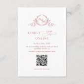 Elegant Monogram Blush Roze RSVP Online QR Code Informatiekaartje (Voorkant)