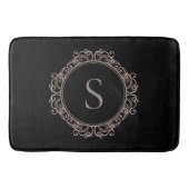 Elegant Monogram Blush Zwart Badmat (Voorkant)
