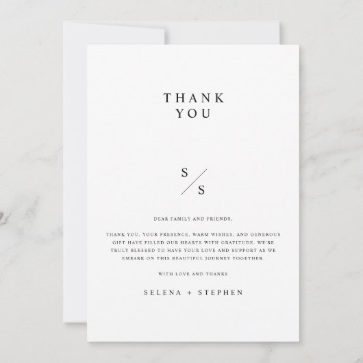 Elegant Monogram Boho trouwfoto Bedankkaart (Achterkant)