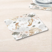 Elegant Monogram Boho Watercolor bloemen & Vogels Kartonnen Onderzetters (Schuin)