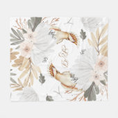 Elegant Monogram Boho Waterverf bloemen & vogels Fleece Deken (Voorkant (Horizontaal))