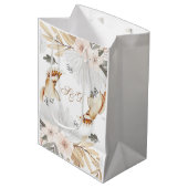 Elegant Monogram Boho Waterverf bloemen & vogels Medium Cadeauzakje (Voorkant Gekanteld)
