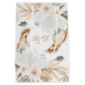 Elegant Monogram Boho Waterverf bloemen & vogels Medium Cadeauzakje (Achterkant)