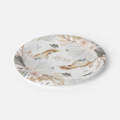 Elegant Monogram Boho Waterverf bloemen & vogels Papieren Bordje (Gekanteld)