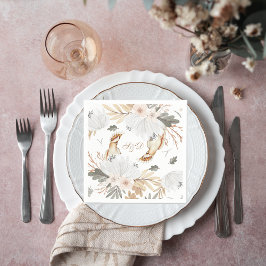 Elegant Monogram Boho Waterverf bloemen & vogels Servet