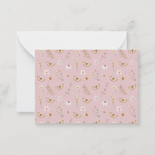 Elegant Monogram Boho Waterverf Wildflower Bloemen Notitiekaartje (Achterkant)