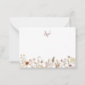 Elegant Monogram Boho Waterverf Wildflower Bloemen Notitiekaartje (Voorkant)