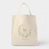 Elegant Monogram Boho Wildflower Wreater Bridesmai Tote Bag (Voorkant)