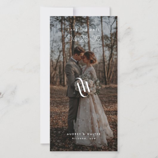 Elegant Monogram Bookmark QR-code Rustic Photo Save The Date (Voorkant)
