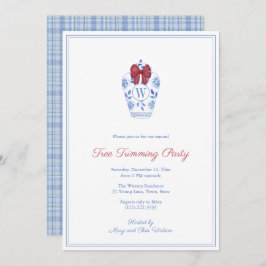 Elegant monogram boom trimmen kerstfeest kaart