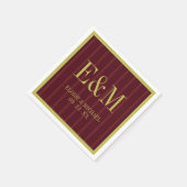 Elegant Monogram Bordeaux Streep Patroon Trouwdag Servet (Hoek)