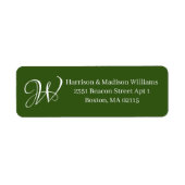 Elegant Monogram bos groen klassiek adres Etiket (Voorkant)