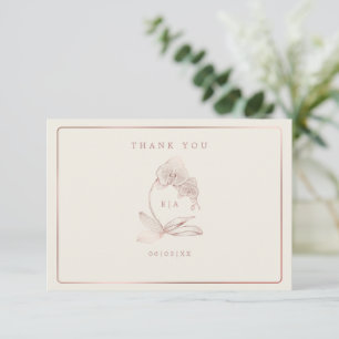 Elegant Monogram Botanisch Orchidee Hartelijk dank Bedankkaart
