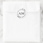 Elegant monogram botanisch retouradres bruiloft ronde sticker (Tas)