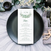 Elegant Monogram Botanisch Wreath Weddenschap Menu