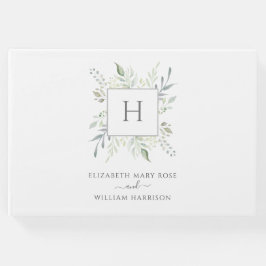 Elegant Monogram Botanische Bruiloft Gastenboek