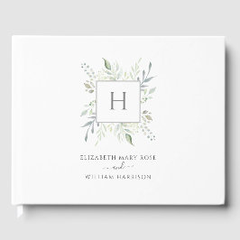 Elegant Monogram Botanische Bruiloft Gastenboek